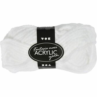 Acrylgaren - Fantasia Garen - Wit Garen - Breigaren - Haakgaren - Handwerk Garen - Knutselgaren - Hoogwaardig 2-Draads 100% Acryl garen - Naald nr. 9 - 35 Mtr - 50 Gram - 1 Bol