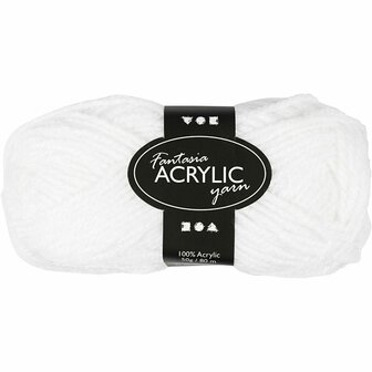 Acrylgaren - Fantasia Garen - Wit Garen - Breigaren - Haakgaren - Handwerk Garen - Knutselgaren - Hoge kwaliteit 3-draads 100% acryl garen - Naald nr. 4,5 / 5 - 80 Mtr - 50 Gram - 1 Bol
