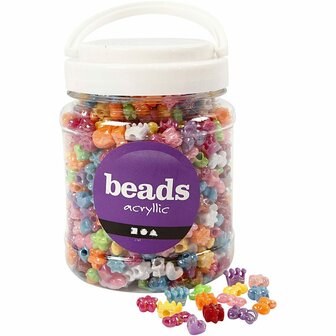 Figuur Kralen - Glanzende Plastic Kralen - DIY Sieraden, Hobby &amp; Knutselaccessoires - Heldere Kleuren &amp; Figuren - 380g, 10 mm, 3 mm Gatgrootte, 700 ml