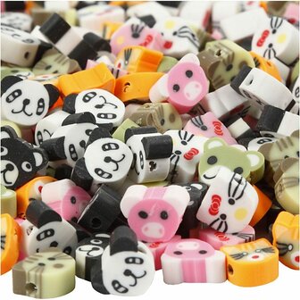 Figuurkralen Dieren - Platte Klei Kralen - DIY Sieraden &amp; Knutselaccessoires - Luxe Handwerk Kralen - 200 Stuks, 10 mm, 1,5 mm Gatgrootte