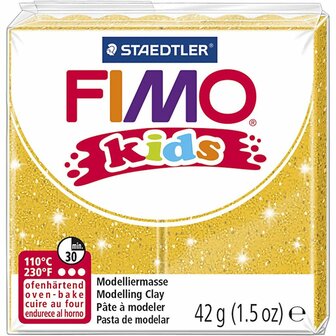 FIMO&reg; Kids Boetseerklei - Gouden Glitter Klei - Kinderklei - Bakklei - Kindvriendelijk - Zacht En Kneedbaar - Goud Glitter - 42 Gram - 1 Pakje