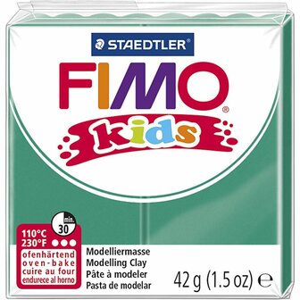 FIMO&reg; Kids Boetseerklei - Groene Klei - Kinderklei - Bakklei - Kindvriendelijk - Zacht En Kneedbaar - Groen - 42 Gram - 1 Pakje