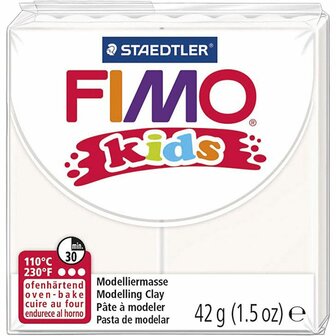 FIMO&reg; Kids Boetseerklei - Witte Klei - Kinderklei - Bakklei - Kindvriendelijk - Zacht En Kneedbaar - Wit - 42 Gram - 1 Pakje