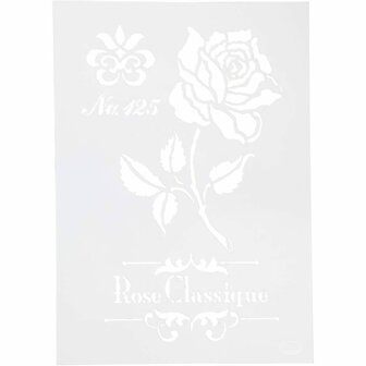 Flexibel Sjabloon Roos - Decoratief Knutselsjabloon - Voor Mixed Media, Verf &amp; Tekenen - Ideaal voor DIY, Scrapbooking &amp; Creatieve Projecten - A4 Formaat, 210x297 mm, 1 Stuk