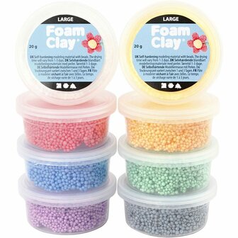 Foam Clay Large, diverse kleuren, 8x20 gr/ 1 doos