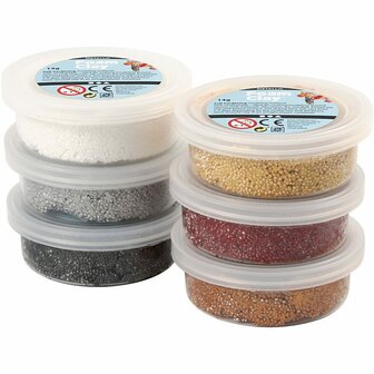 Foam Clay - Zelfhardende Boetseerklei - Metallic Kleuren - DIY Klei Voor Modelleren &amp; Creatieve Knutselprojecten - Lichtgewicht Klei Met Styropor Balletjes - 14 g - Set van 6 Stuks