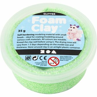 Foam Clay - Zelfhardende Klei - Groen Glitter - Kleien, Spelen - 35gr - Foam Clay - 1 stuk