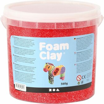 Foam Clay Rood - Zelfhardende Boetseerklei - Knutselklei - Voor Bedekken en Vormen - 560 gram - Met Kleine Balletjes