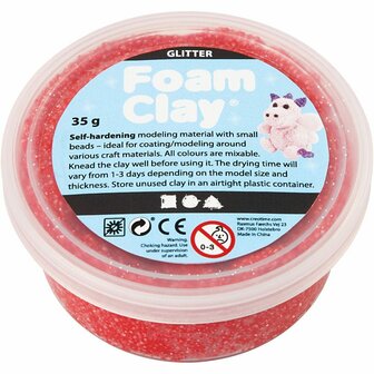 Foam Clay&reg;, rood, glitter, 35 gr/ 1 Doosje