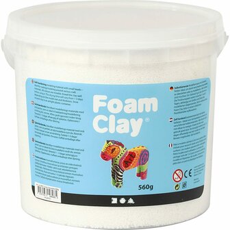 Foam Clay&reg; - Zelfhardende Klei - Boetseerklei Met Stryropor Balletjes - Luchtige Klei - Wit - 560 gram - 1 Stuk