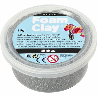 Foam Clay - Zelfhardende Klei - Zilver Metallic - Kleien, Spelen - 35gr - Foam Clay - 1 stuk