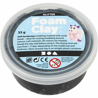 Foam Clay&reg;, zwart glitter, 35 gr/ 1 Doosje