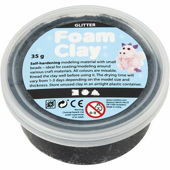 Foam Clay - Zelfhardende Klei - Zwart Glitter - Kleien, Spelen - 35gr - Foam Clay - 1 stuk