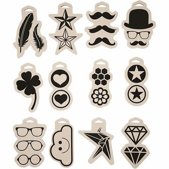 Foam Stempels Set 12 Stuks - Foam Stempels - Knutselen - Diverse Motieven - 12x18 cm - 15 mm dik