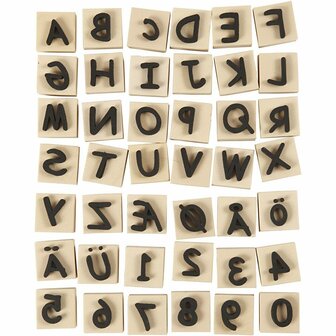 Foam Stempels Alfabet &amp; Cijfers - DIY Stempelset - Inclusief &AElig;, &Oslash;, &Aring;, &Ouml;, &Auml;, &Uuml; - Voor Knutselen &amp; Educatieve Doeleinden - 3x3 cm, 13 mm Dikte, 42 Stuks