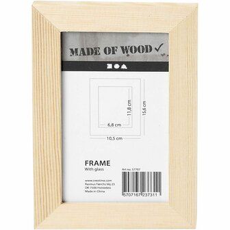 Houten Fotolijst - Klassiek Fotolijstje met Glas - Brede Rand &amp; Standaard - Geschikt voor Foto&#039;s, Prints &amp; Illustraties - 10,5x15,6 cm, 1 Stuk