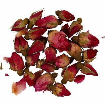 Gedroogde Bloemen - Donkerroze Rozenknoppen - Decoratieve Gedroogde Bloemen Voor Creatieve Projecten - Lengte: 1-2 cm - Diameter: 0,6-1 cm - Gewicht: 15 gr - 1 Doos