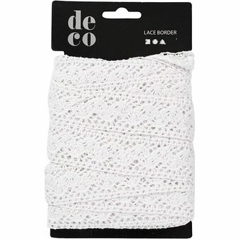 Gehaakt Kanten Lint - Wit Katoenen Rustiek Lint - DIY Decoratie Accessoire - Breedte 30 mm - Lengte 10 meter - 1 rol - Vintage Stijl - Handwerk Lint - Bruiloftsdecoratie
