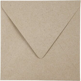 Gerecyclede Envelop - Natuurlijke Enveloppen - Vierkante Enveloppen - Milieuvriendelijke Enveloppen - DIY Enveloppen - Hobby Knutselmateriaal - Decoratieve Enveloppen - 16x16cm - 120gr - 50 Stuks