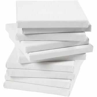 Canvas Gespannen Op Houten Frame - Vierkant Schilderdoek - Gespannen Canvas - Canvasdoek - Wit Schildercanvas - Verfdoek - Schilderpaneel - 20 x 20 cm - 280 gram - Dikte: 1,6cm - 80 Stuks