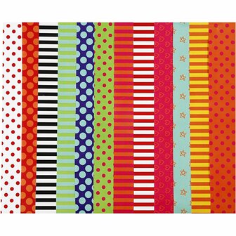 Glanspapier - diverse kleuren - patroon - 32x48 cm - 80 grams - Creotime - 100 div vellen