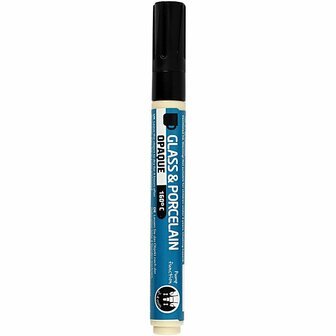 Glas- &amp; Porseleinstiften - Stift Voor Glas - Porselein - Keramiek - Tegels - Spiegel - Zwart - Lijndikte 2-4 mm - Dekkend - Watervast - DIY Creatief - 1 Stuk