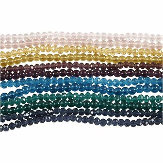 Glas en Facet Kralen - Kleine Glaskralen Voor DIY Sieraden - Decoratieve Kralen Met Glanzende Afwerking - Diameter 4 mm - Gatgrootte 1 mm - 12x45 Stuks