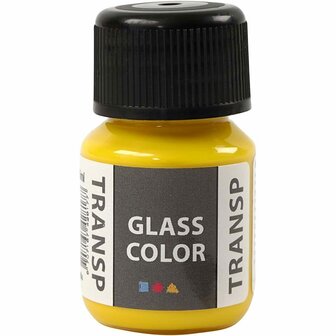 Glasverf - Porseleinverf - Verf Voor Porselein En Glas - Transparant - Citroengeel - Glass Color Transparant - Creotime - 30ml