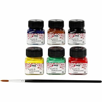 Glasverf - Porseleinverf - Diverse kleuren - Kreul - 6x20ml