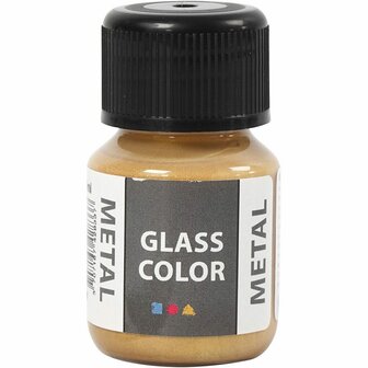 Glasverf - Porseleinverf - Verf Voor Porselein En Glas - Goud - Metallic - Glass Color Metal - Creotime - 30ml