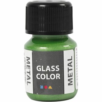 Glasverf - Porseleinverf - Verf Voor Porselein En Glas - Groen - Metallic - Glass Color Metal - Creotime - 30ml