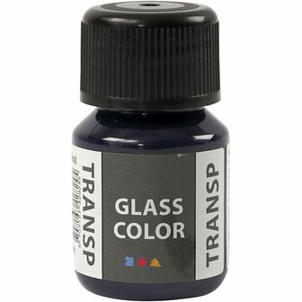 Glasverf - Porseleinverf - Verf Voor Porselein En Glas - Transparant - Marineblauw - Glass Color Transparant - Creotime - 30ml