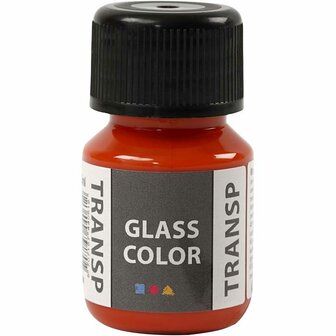 Glasverf - Porseleinverf - Verf Voor Porselein En Glas - Transparant - Oranje - Glass Color Transparant - Creotime - 30ml