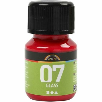 Glasverf - Porseleinverf - Glanzend Transparant - Rood - Waterbasis Verf voor Glas, Porselein en Plastic - Geen Afbakken Nodig - 30ml - A-Color voor Creatieve Decoratie Projecten