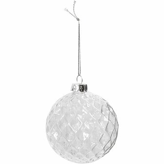 Glazen Facet Bal - Transparante Facet Glazen Bal - DIY Decoratieve Glasbal - Glazen Facetbal met Ophangoog - Creatieve Glazen Decoratie - Diameter 7,8 cm - 4 Stuks