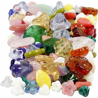Glazen Kralen - Bloemvormige Glaskralen - Diverse Kleuren - Voor DIY Sieraden, Kettingen en Armbanden - Diameter 6-17 mm - Gatgrootte 0,5-1,5 mm - Gewicht 350 g