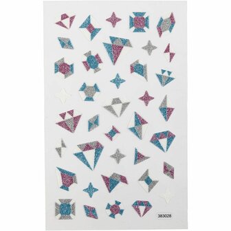 Glitter Stickers - Diamanten - Zelfklevende Glinster Stickers - Glanzende Strass Stickers - Feestelijke Versierstickers - Luxe Knutsel &amp; Decoratie Stickers - 10x16 cm - 1 Vel