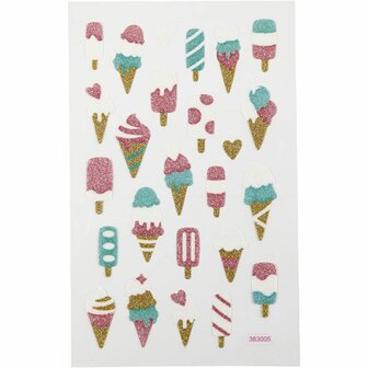 Glitter Stickers - IJsjes Thema - Zelfklevende Plakstickers - Creatieve DIY Stickers - Glinster Feest Stickers - Luxe Versiering - Knutsel &amp; Scrapbooking Stickers - 10x16 cm - 1 Vel