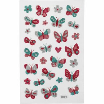 Glitter Stickers - Vlinders - Zelfklevende Scrapbooking Stickers - Creatieve Feestelijke Stickers - Knutsel &amp; DIY Plakstickers - Luxe Versiering - 10x16 cm - 1 Vel