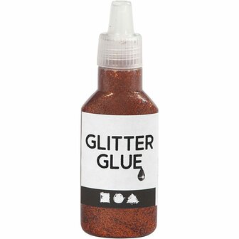 Glitterlijm, oranje, 25 ml/ 1 fles