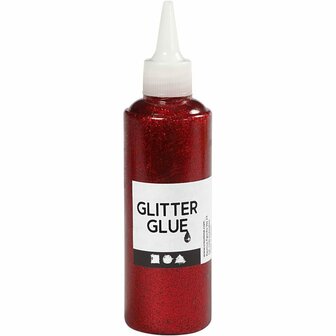 Glitterlijm, rood, 118 ml/ 1 fles