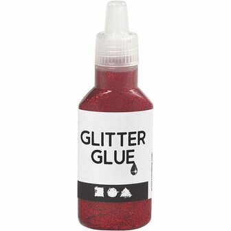 Glitterlijm, rood, 25 ml/ 1 fles