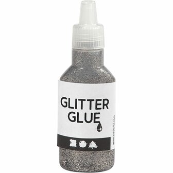 Glitterlijm, zilver, 25 ml/ 1 fles