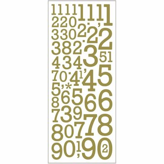 Glitter Stickers - Goud Cijfers - Zelfklevende Strass Stickers - Feestelijke DIY Knutselstickers - Glanzende Versierstickers - Wenskaarten &amp; Scrapbooking - 10x24 cm - 2 Vel