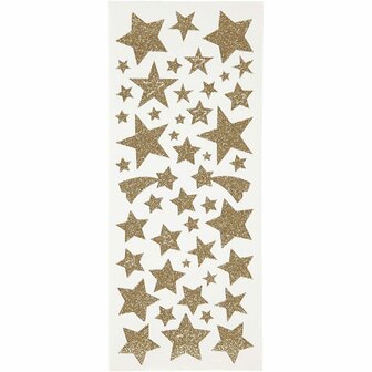 Glitterstickers - goud - sterren - 10x24 cm - 2 vel