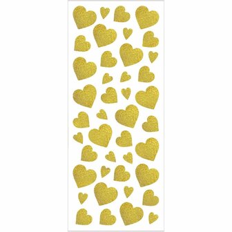 Glitterstickers, goud, harten, 10x24 cm, 2 vel/ 1 doos