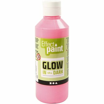 Glow-in-the-Dark Verf - Fluorescerend Rood - Lichtgevende Effectverf Voor DIY, Hobby, Kunst &amp; Decoratie - Duurzaam &amp; Oplaadbaar In Licht - Creotime - 250ml