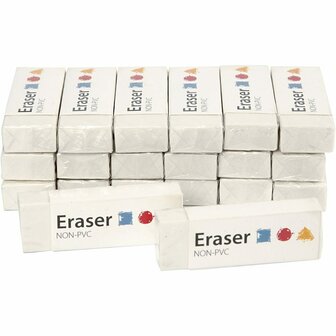 Witte Gum - Flexibel &amp; Hoogwaardig - 62x22x10 mm - Set van 20 - Zachte Kwaliteit voor Potloodtekeningen, Schriften &amp; Kunstwerken - School &amp; Kantoorbenodigdheden