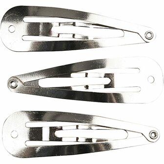 Metalen Haarspeld Verzilverd - DIY Haaraccessoires - Knutselen Haarclips - Haarclips Basis - Sieraden Maken - Strass Versieren - 45 mm - Breedte 14 mm - 10 Stuks