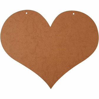 Hart - Groot Hangend MDF Hart - Perfect Voor DIY, Knutselen &amp; Wanddecoratie - Met Ophanggaatjes Voor Eenvoudig Bevestigen - 50x40cm - Dikte 5mm - 1 Stuk